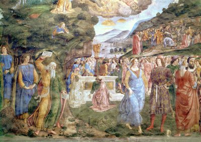 De Aanbidding van het Gouden Kalf, uit de Sixtijnse Kapel door Cosimo Rosselli